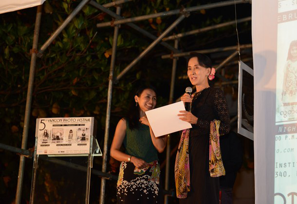 Festival patron Daw Aung San Suu Kyi presents the first