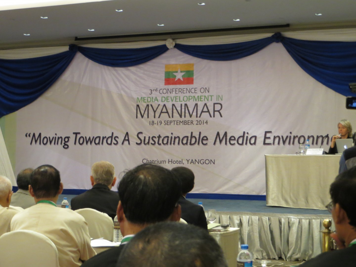 Audience at a 2014 conference on media sustainability in Myanmar, "Moving towards a sustainable media environment"