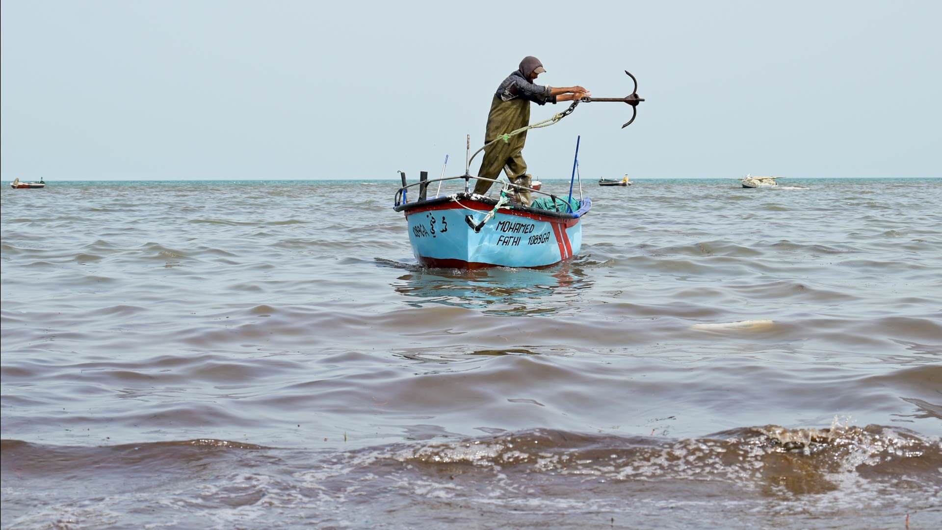 Photo of a fisherman in Gabes port tunisia