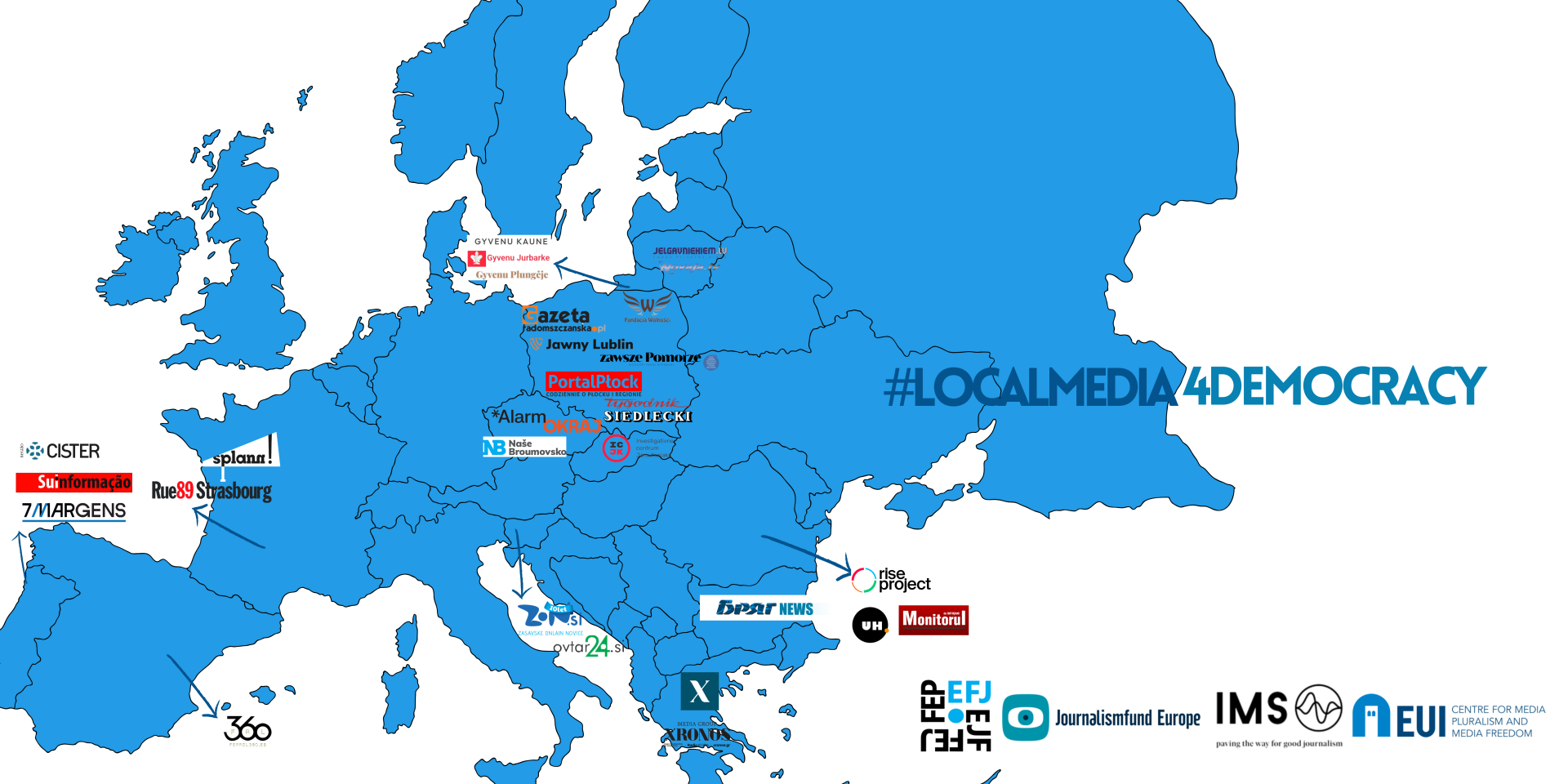 Map of Local Media for Democracy grantees.