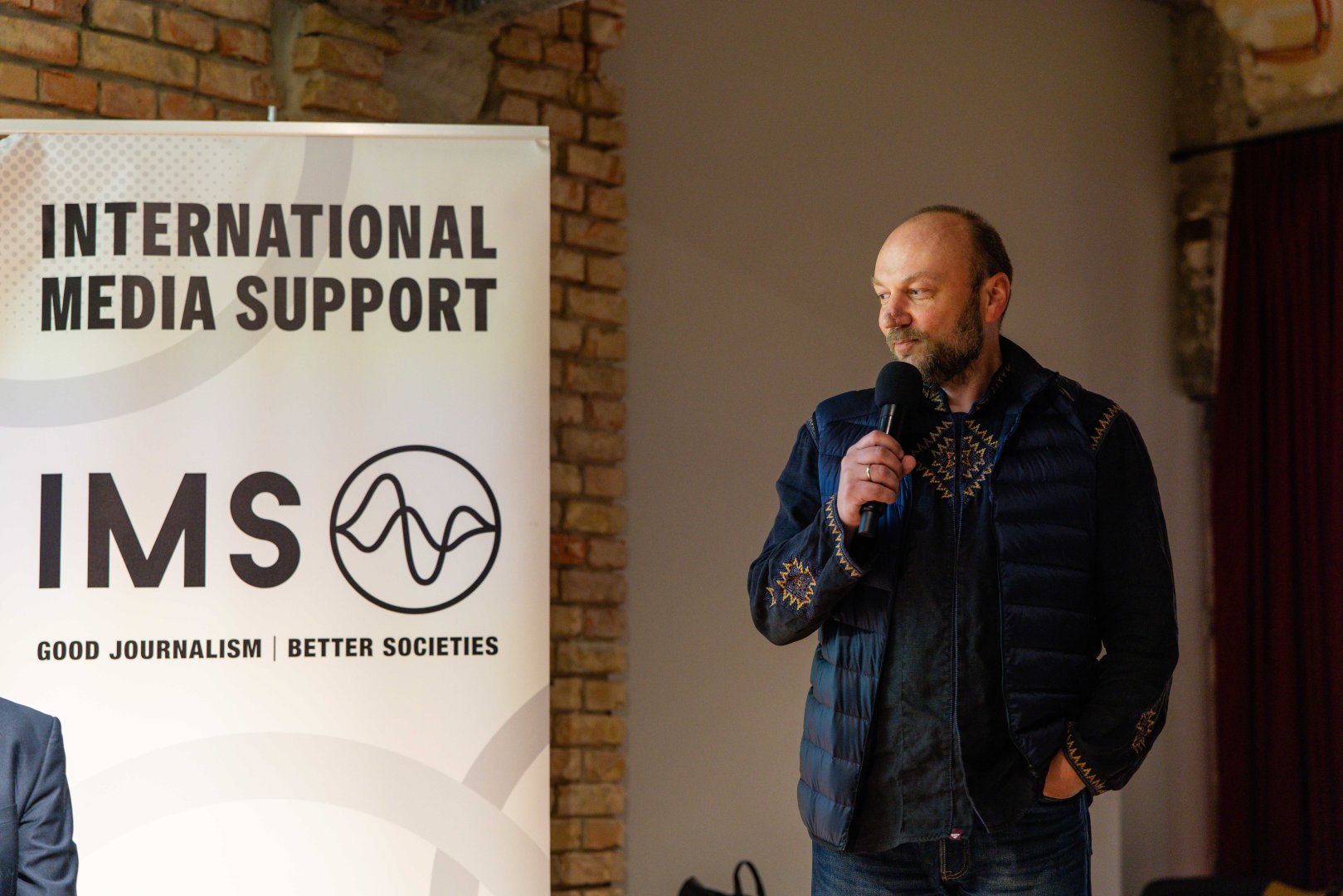 Roman Kifliuk at the graduation of the first group of participants of IMS' MERIT Forum project, Kyiv, January 2026. Photo: Nastya Telikova.