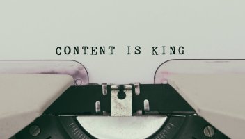 Content is King Text Typed on Vintage Typewriter Vintage typewriter, Business concept.